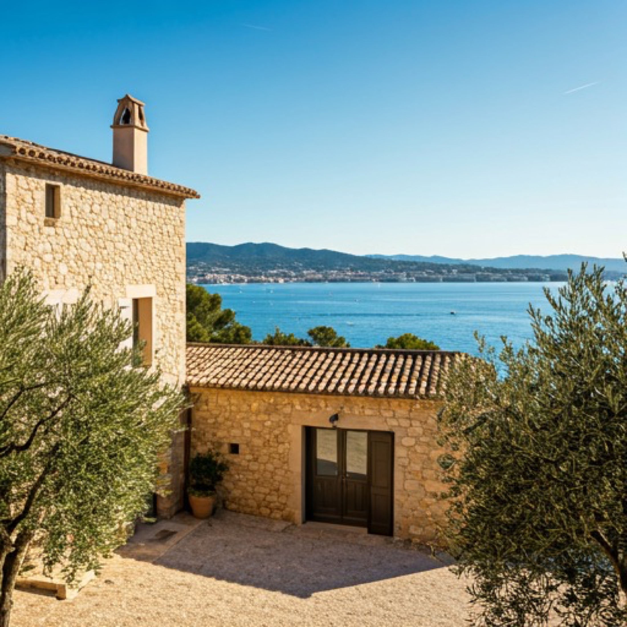 Mas provencal en pierre avec vue mer